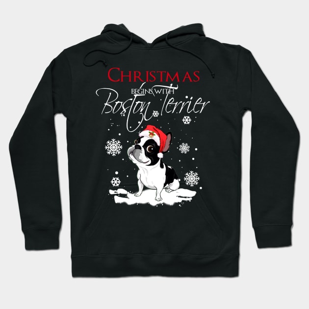 Christmas begins with Boston Terrier Hoodie by TeeAbe